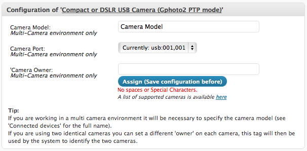 Configuration of "Compact or DSLR USB Camera"