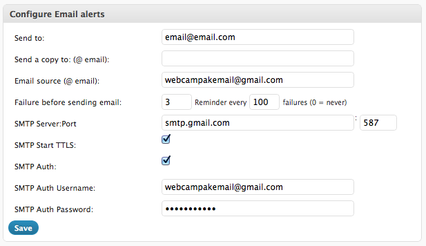 Configure e-mail alerts