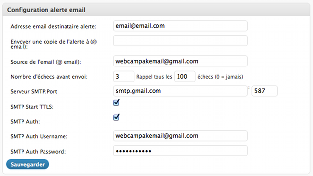 Configuration des paramètres e-mail