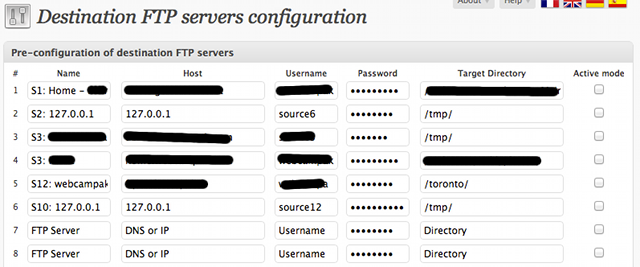 FTP servers configuration
